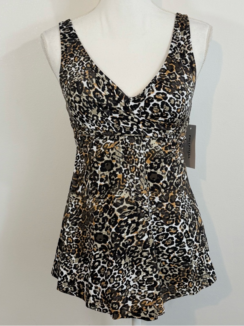FULLFITALL Leopard Print Tankini Swim Dress Set Size 10 NWT
